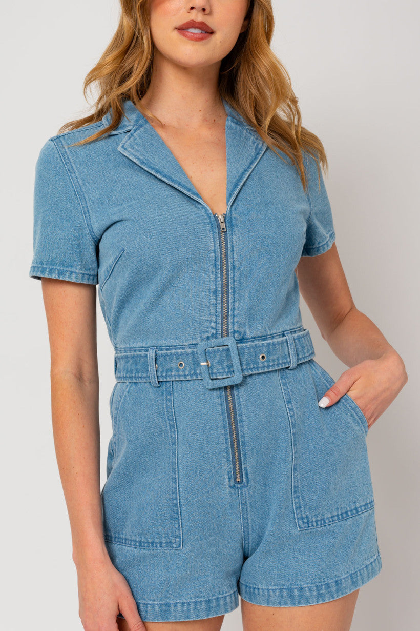 Denim Buckle Romper