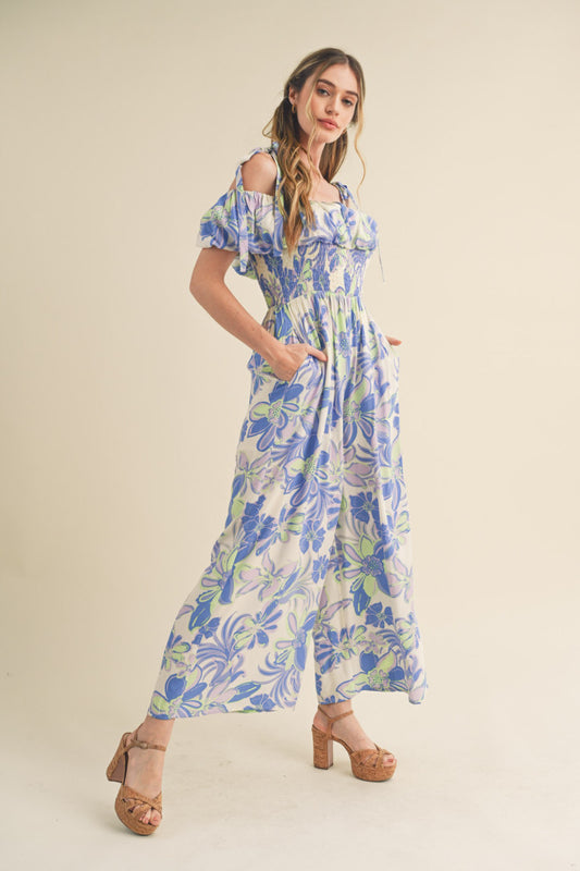 Off Shoulder Floral Jumpsuit