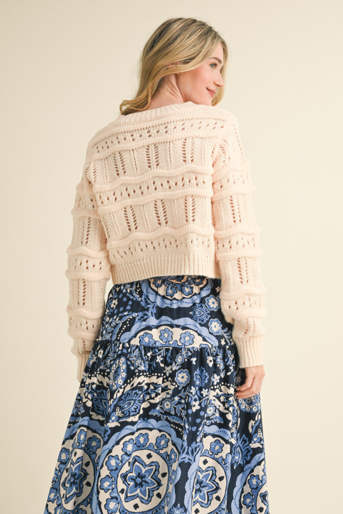 Pointelle Cropped Cardigan