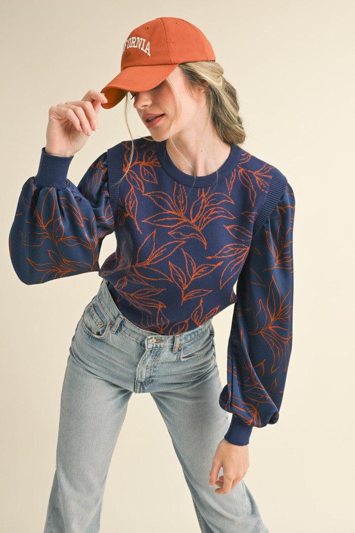 Abstract Leaves Sweater Top