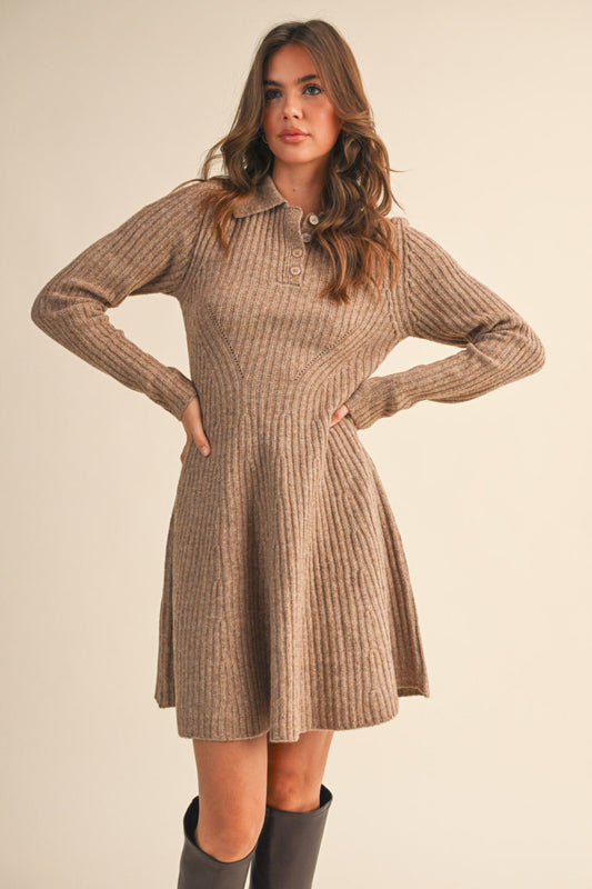 Rib Knit Flaired Dress
