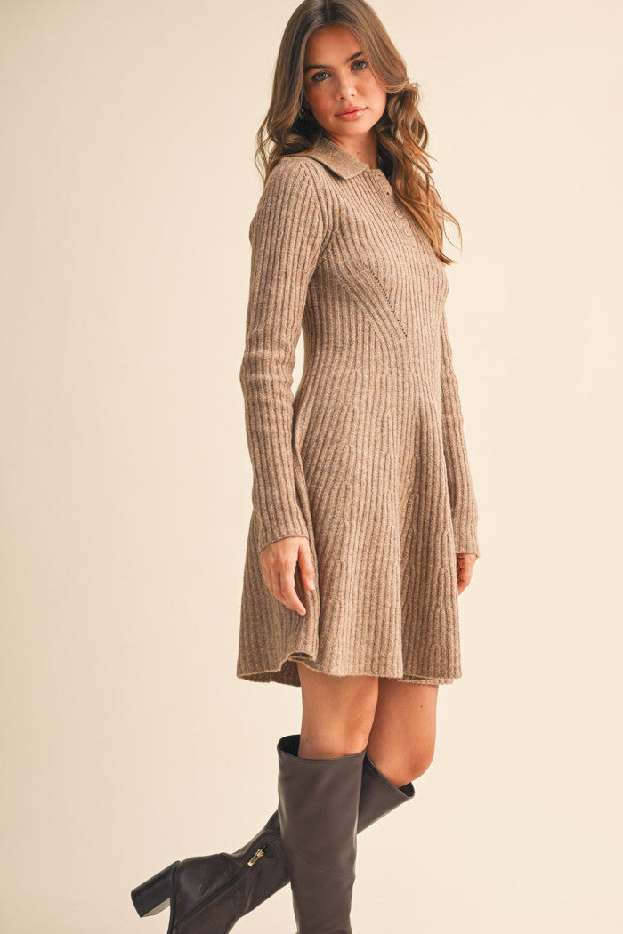 Rib Knit Flaired Dress