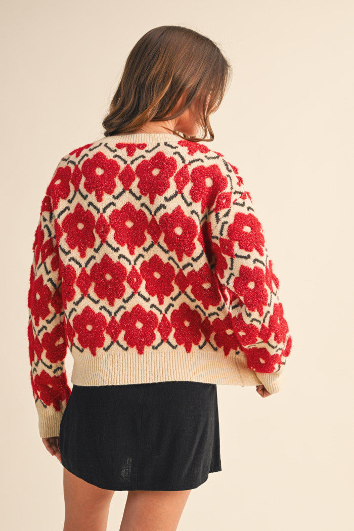 Fuzzy Floral Sweater