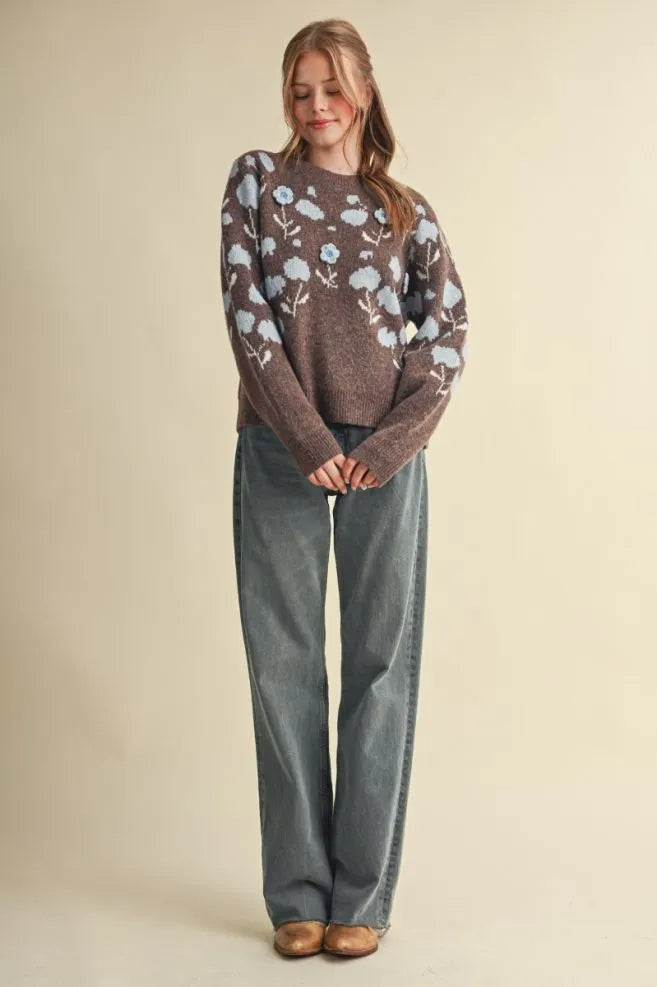 Floral Appliqué Sweater