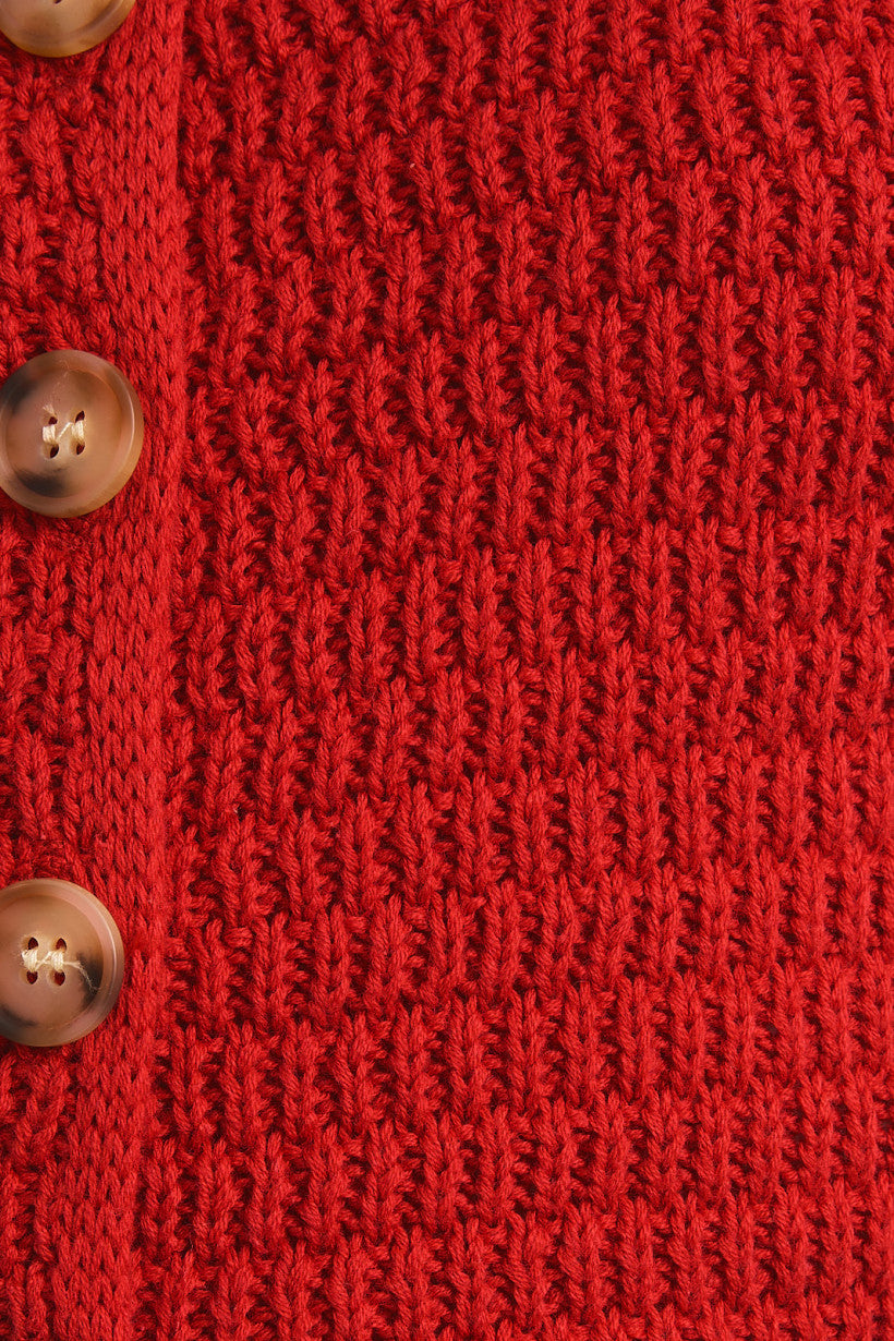 Button Sweater Vest - Red
