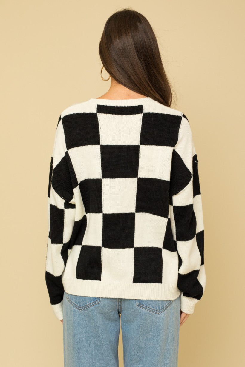 Large Checkered Print Sweater