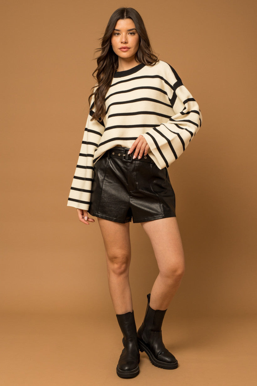 Flare Sleeves Striped Sweater