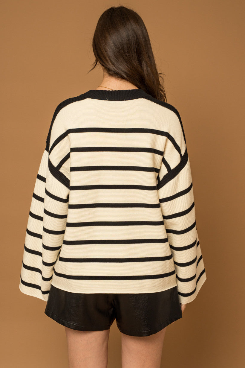 Flare Sleeves Striped Sweater