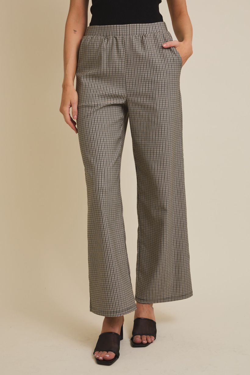 Pleated Checkered Pants