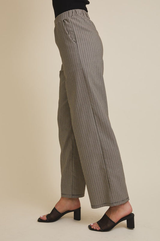 Pleated Checkered Pants