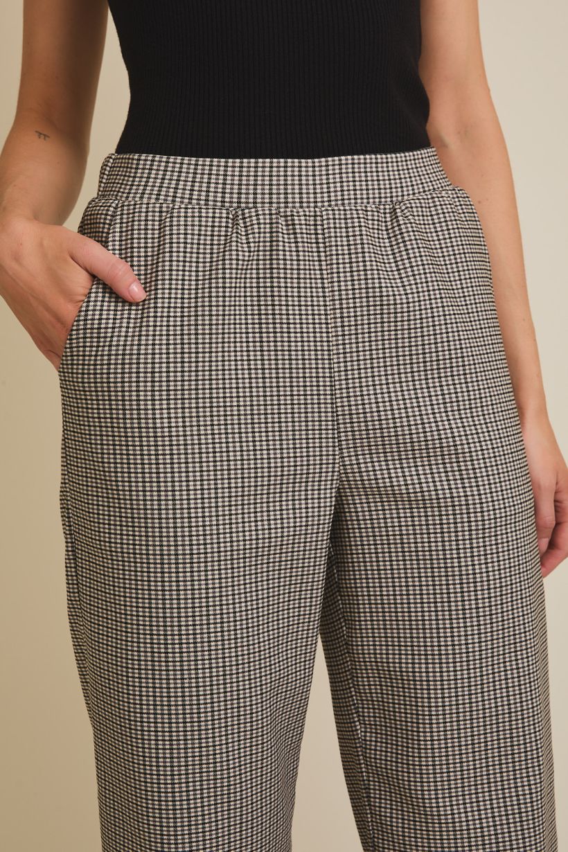 Pleated Checkered Pants