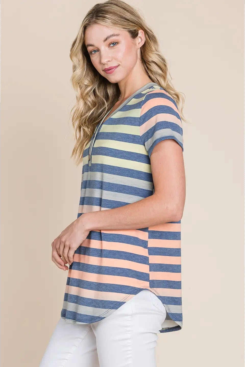 V Neck Stripe Top