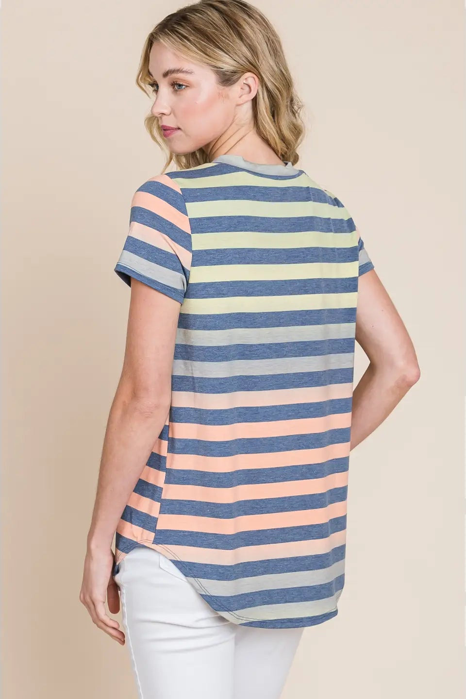 V Neck Stripe Top