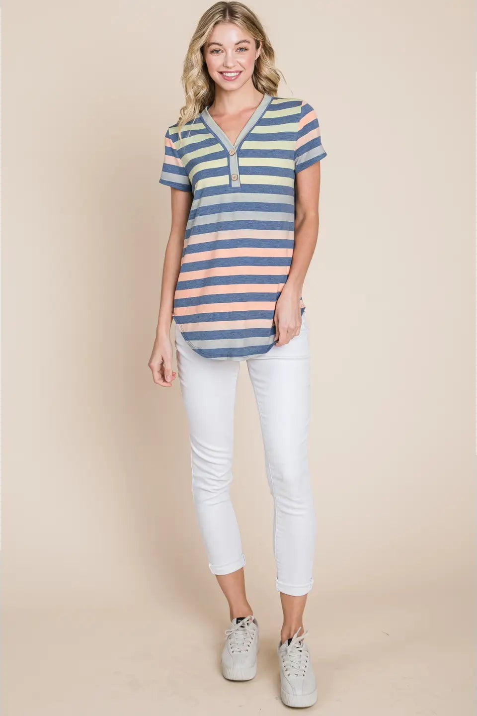 V Neck Stripe Top