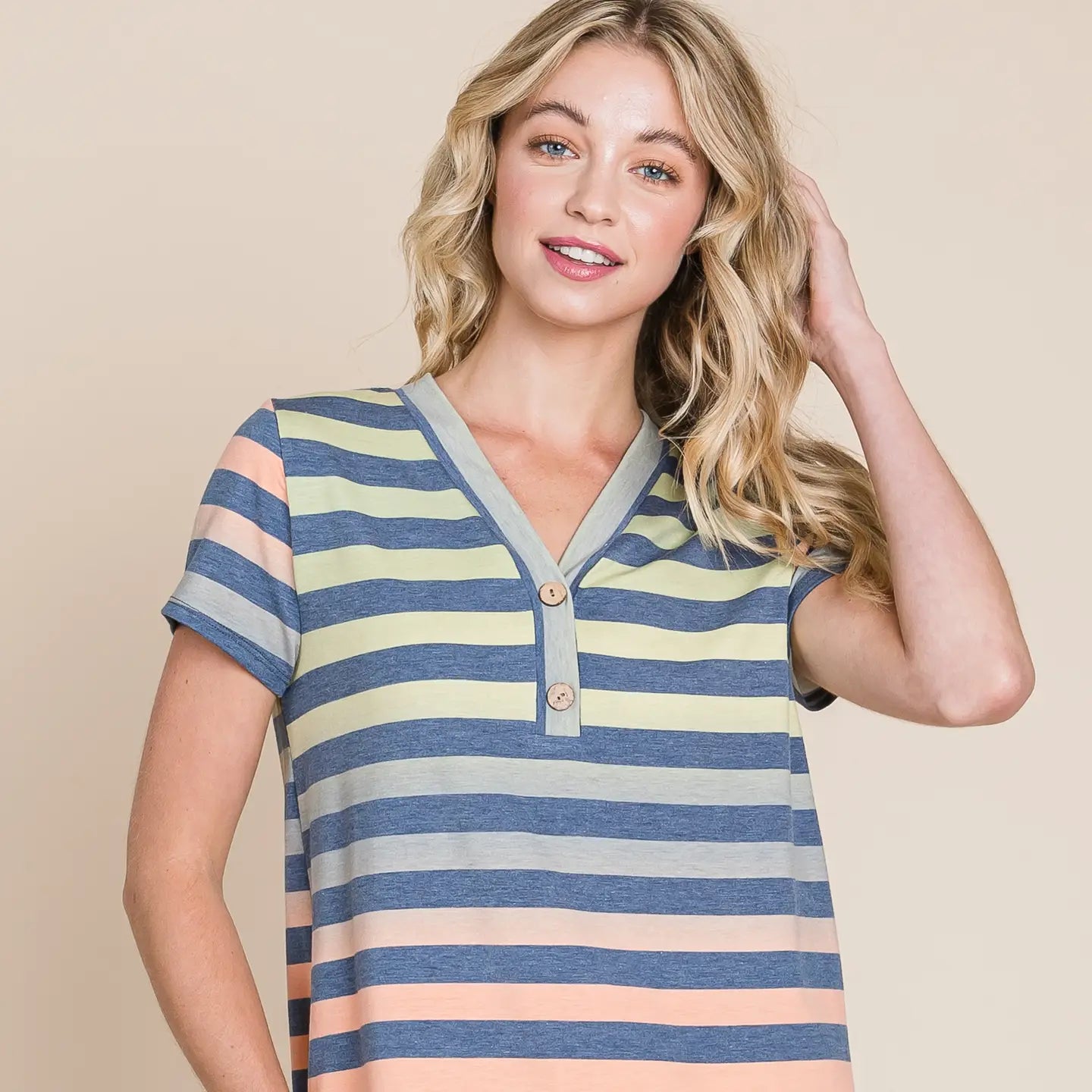 V Neck Stripe Top
