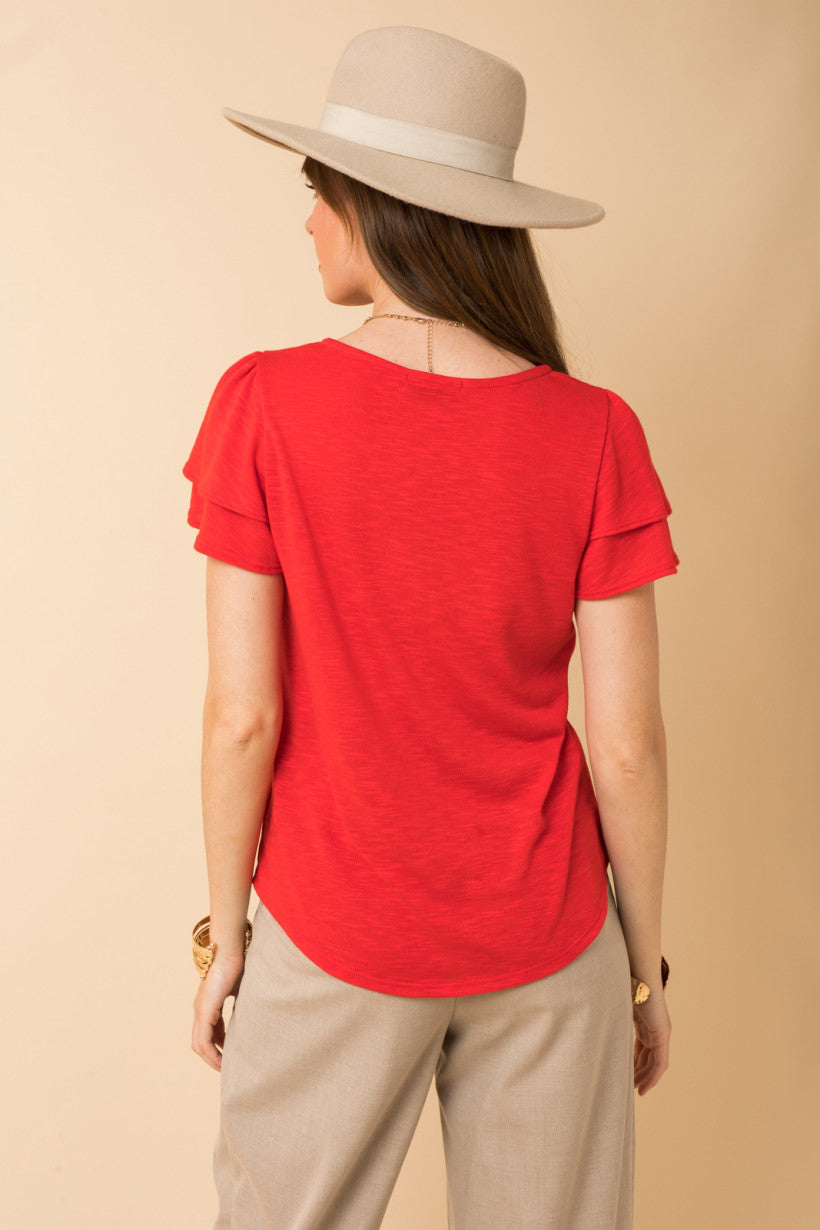 Double Ruffle Short Sleeve Top