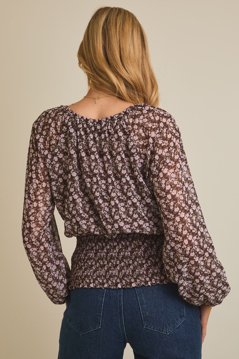 Smocked Waist Ditsy Top