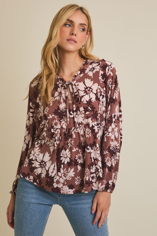 Notch Neck Ditsy Top