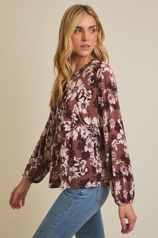 Notch Neck Ditsy Top