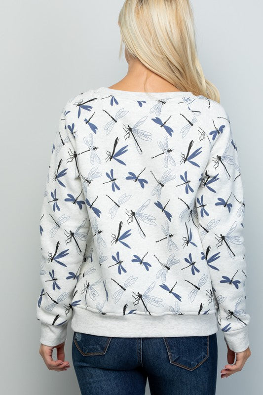 Dragonfly Print Sweatshirt