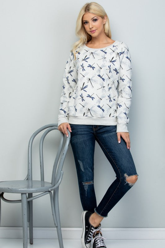 Dragonfly Print Sweatshirt