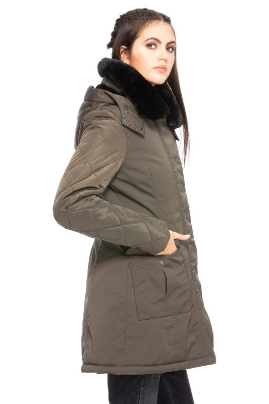 Long Quilted Hooded Coat