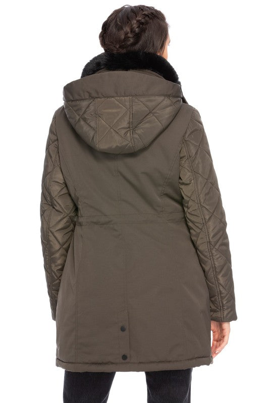 Long Quilted Hooded Coat