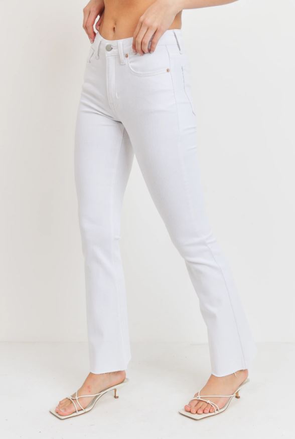 White High Rise Scissor Flare Jeans