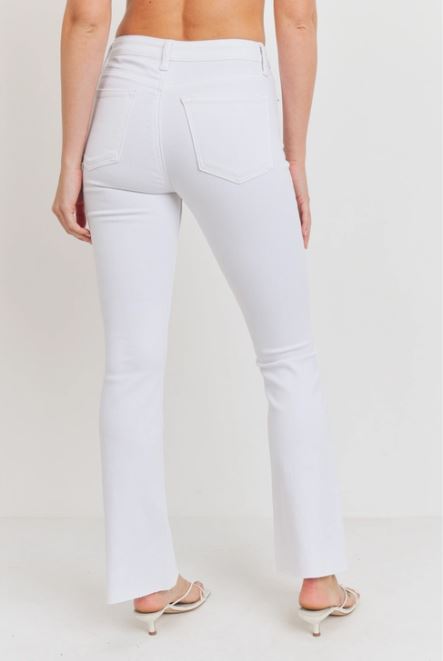 White High Rise Scissor Flare Jeans