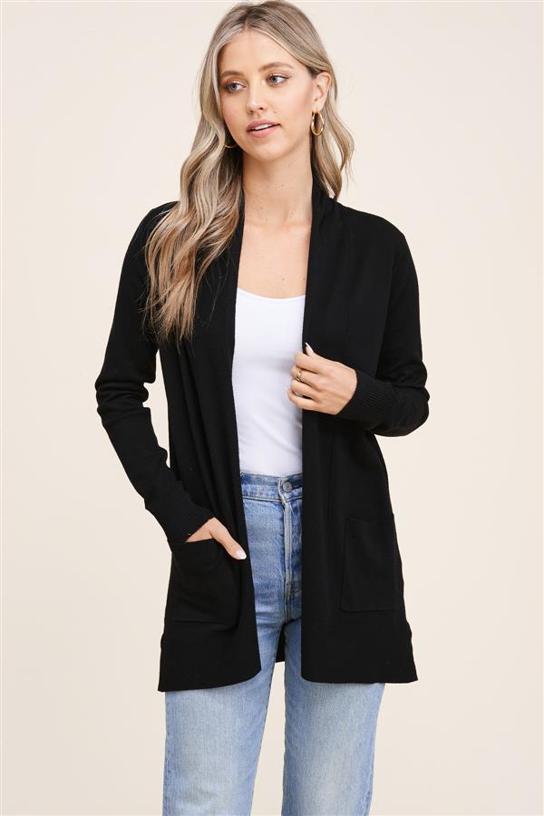 Black Classic Long Sleeve Cardigan