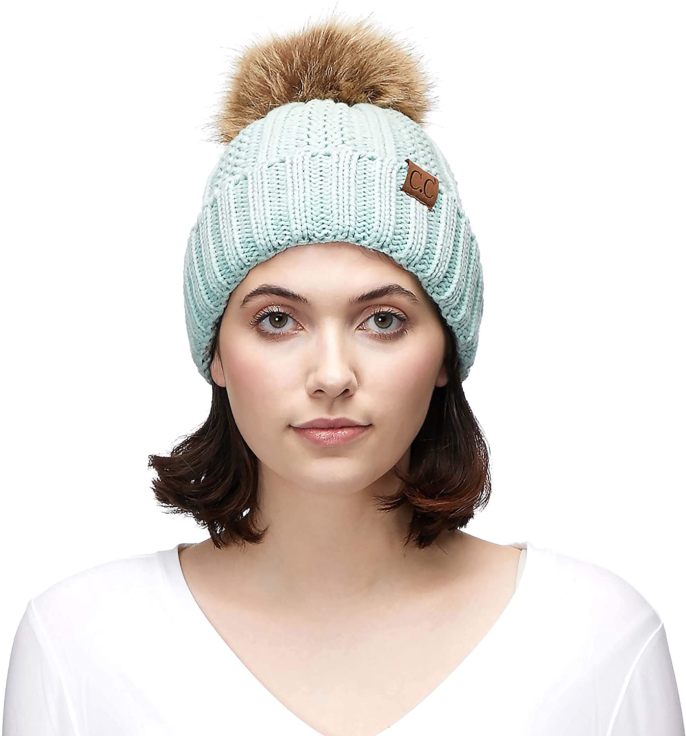 Knit Lined Pom Pom Winter Beanie - Available in Multiple Colors