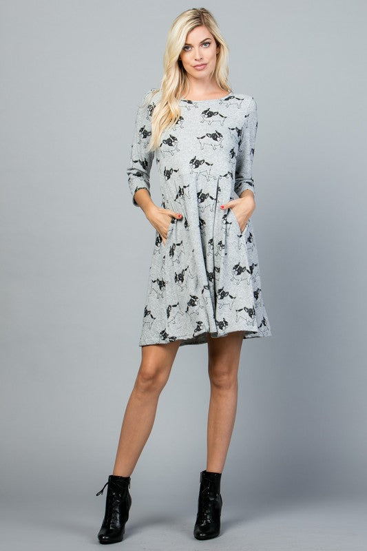French Bulldog Sweater Dress