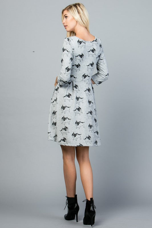 French Bulldog Sweater Dress