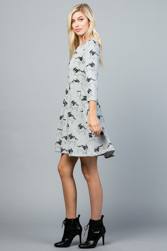 French Bulldog Sweater Dress