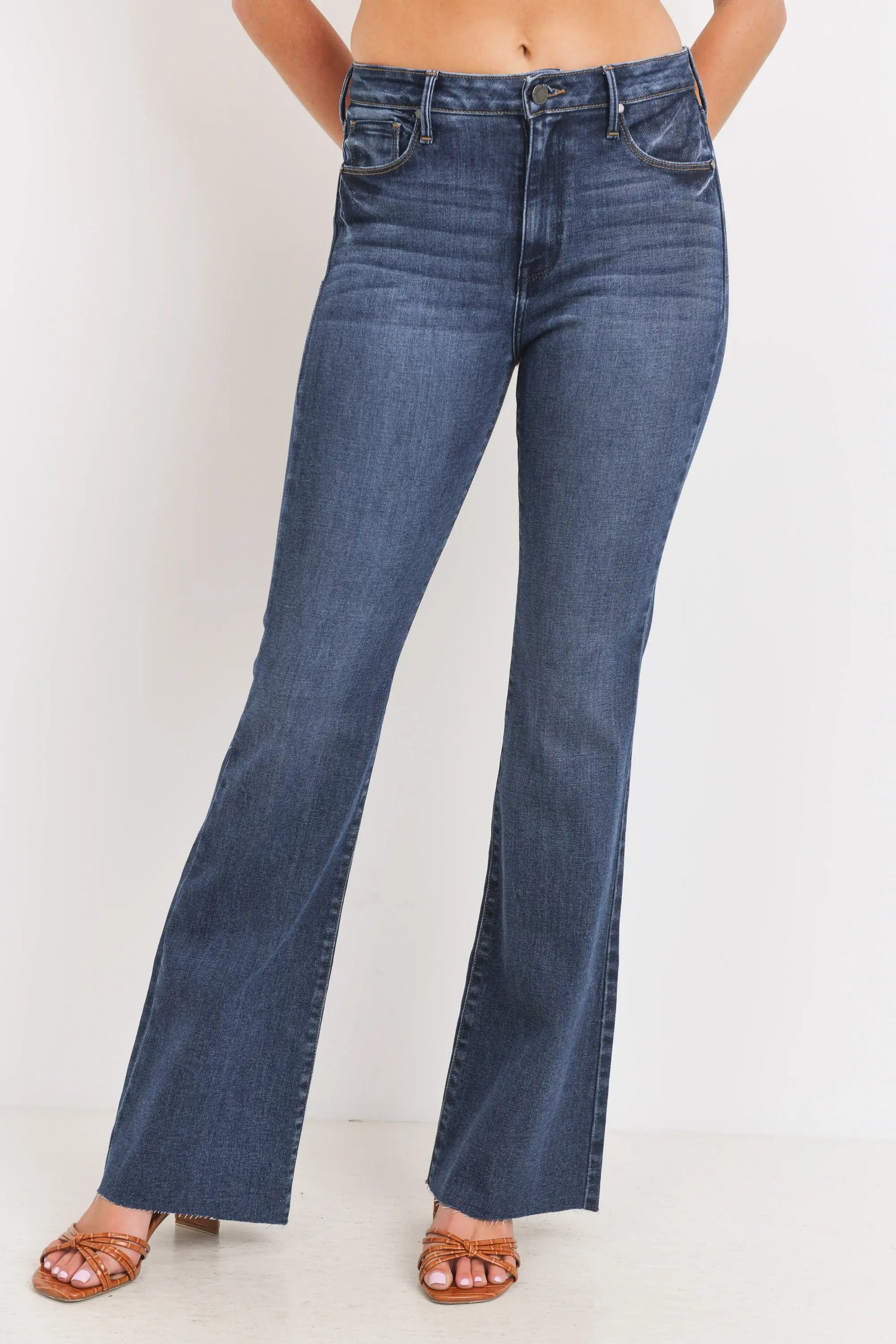 Dark Denim Scissor Cut Flare Jeans