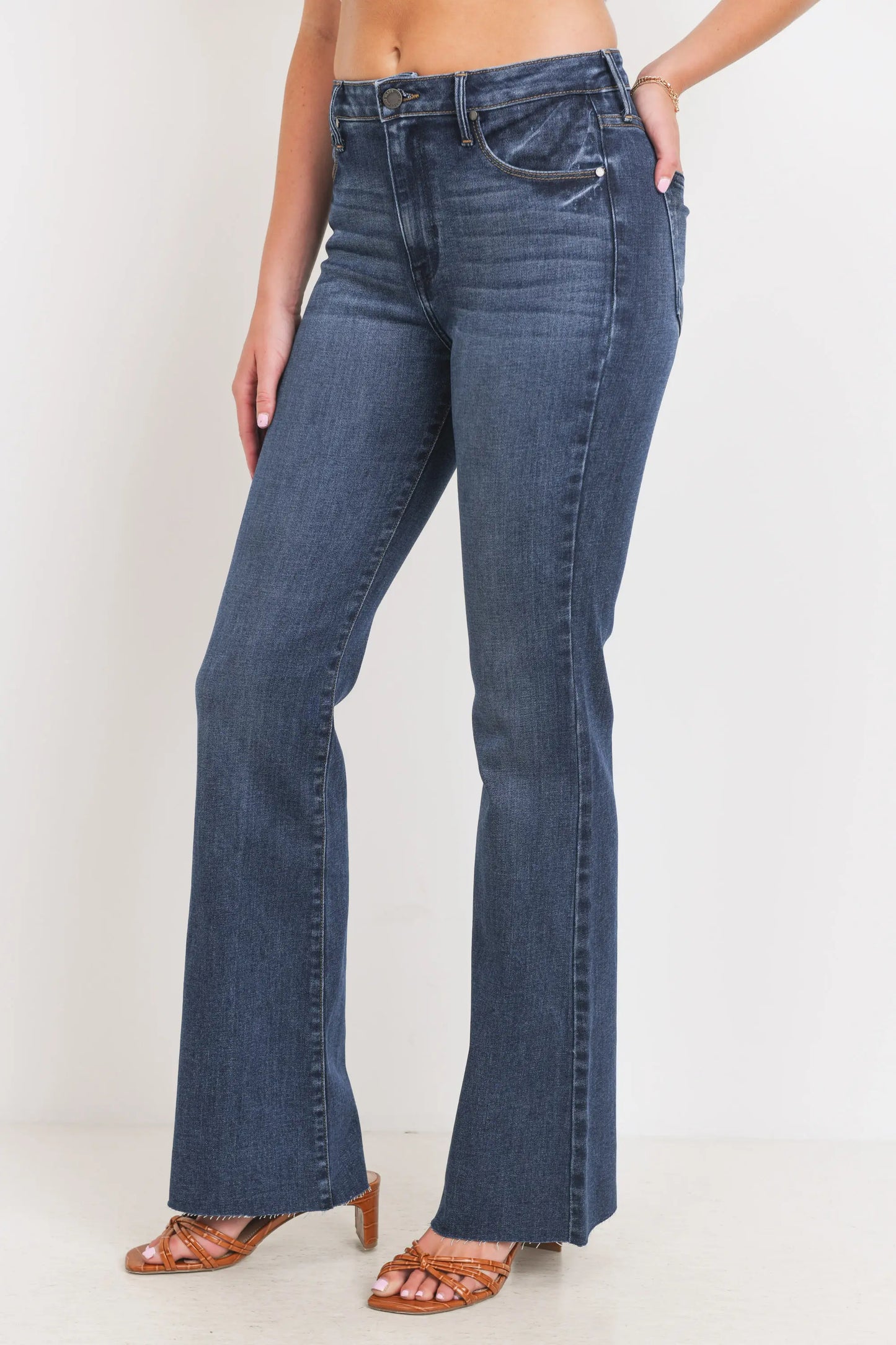 Dark Denim Scissor Cut Flare Jeans