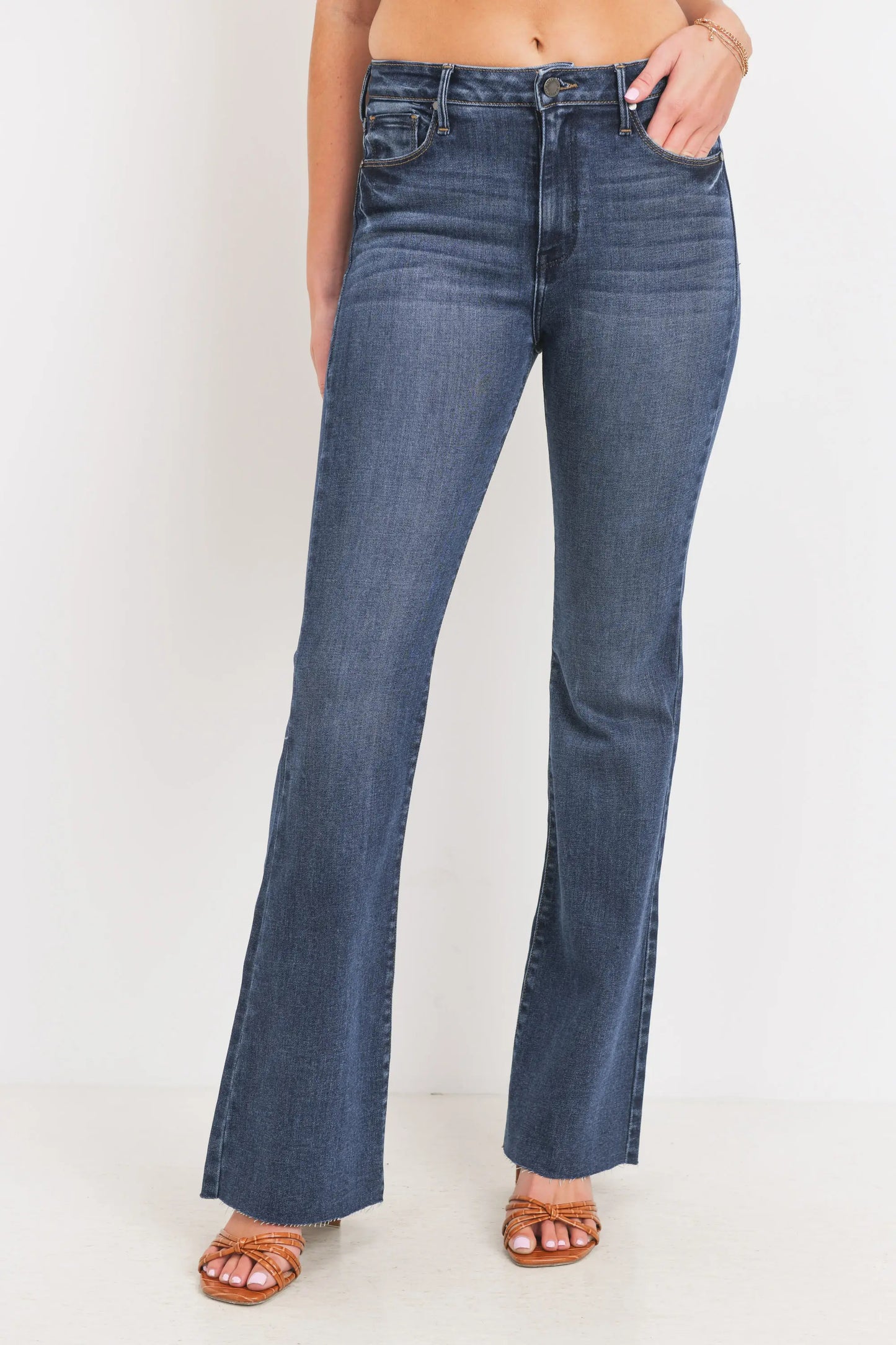 Dark Denim Scissor Cut Flare Jeans