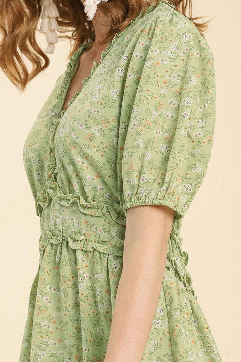 Cutout Back Ruffle Detailed Mini Dress