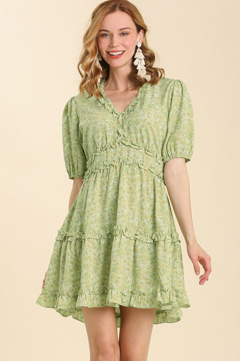 Cutout Back Ruffle Detailed Mini Dress