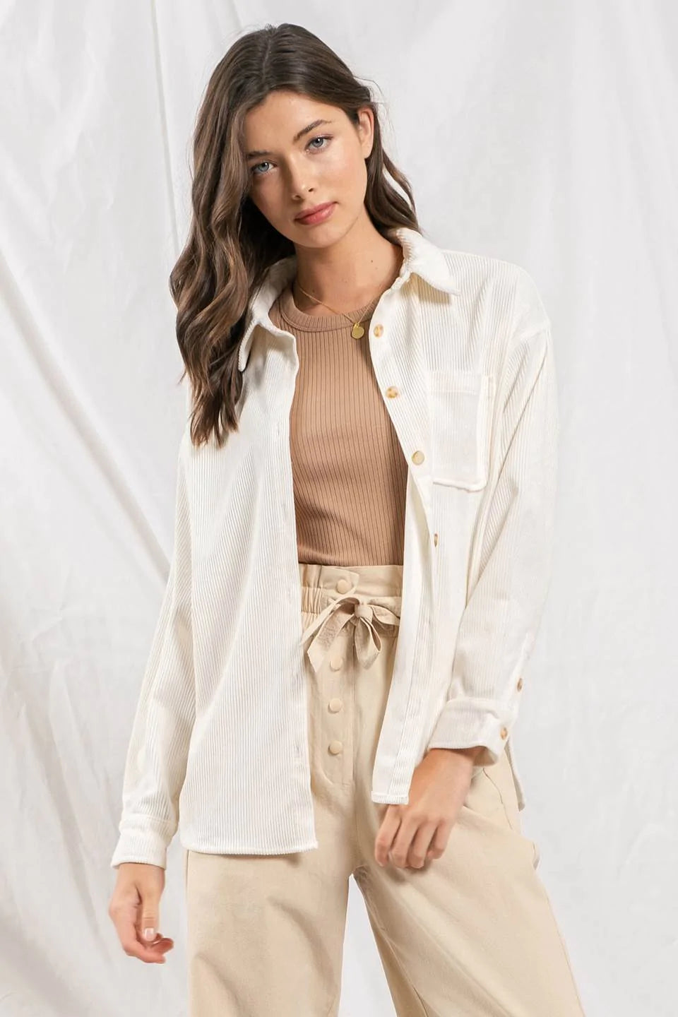 Corduroy Button Up Off White Jacket