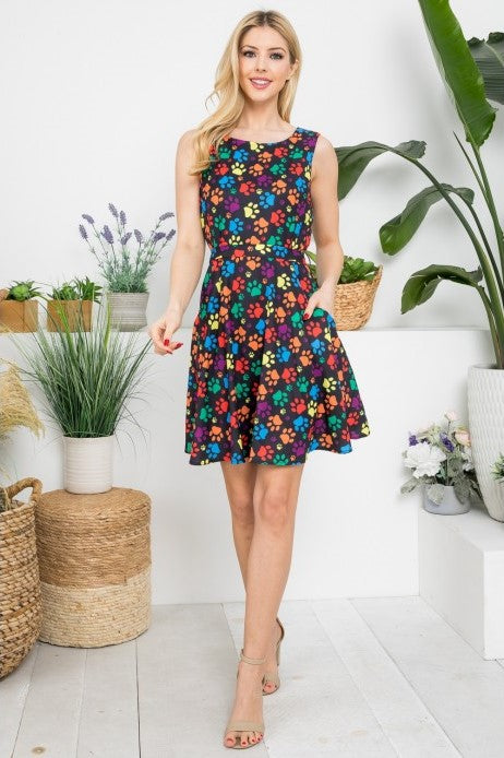 Colorful Paw Print Dress