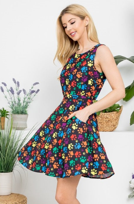 Colorful Paw Print Dress