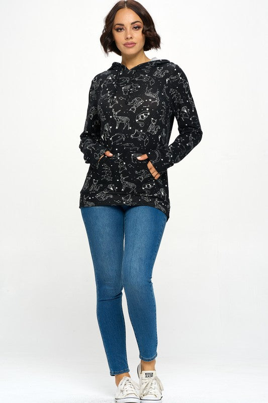 Celestial Animal Print Hoodie