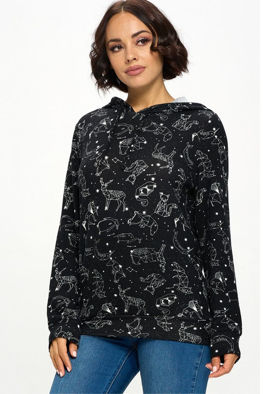Celestial Animal Print Hoodie