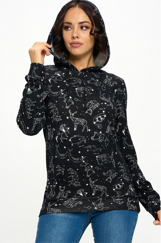 Celestial Animal Print Hoodie