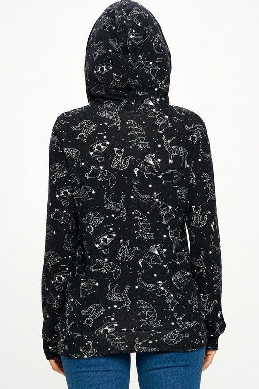 Celestial Animal Print Hoodie