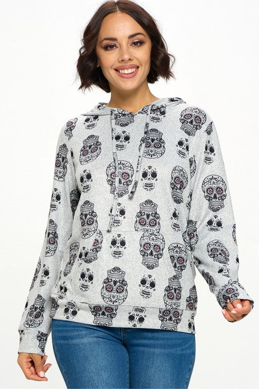 Sugar Skull Print Hoodie