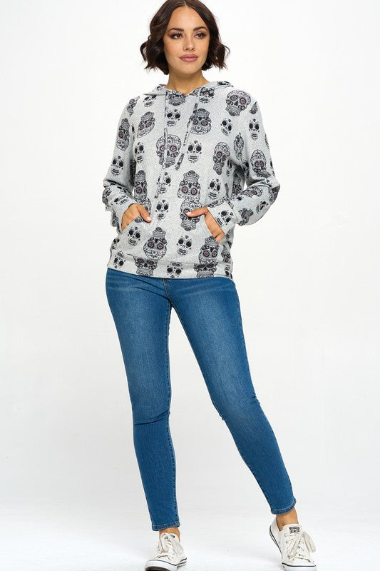 Sugar Skull Print Hoodie