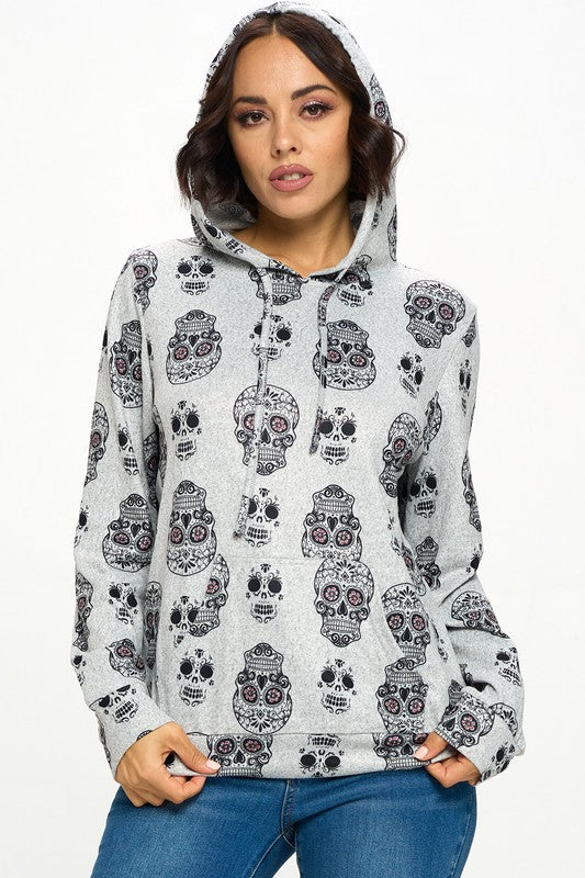 Sugar Skull Print Hoodie