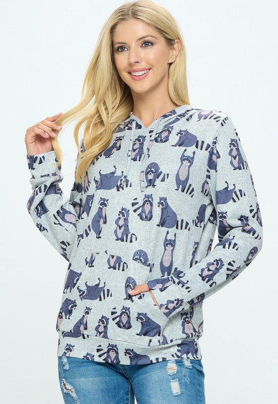 Racoon Print Hoodie